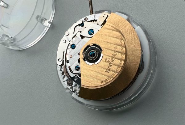 verziertes Uhrwerk Valjoux 7750 für "Paracelsus", Schliff auf Rotor, Detailansicht